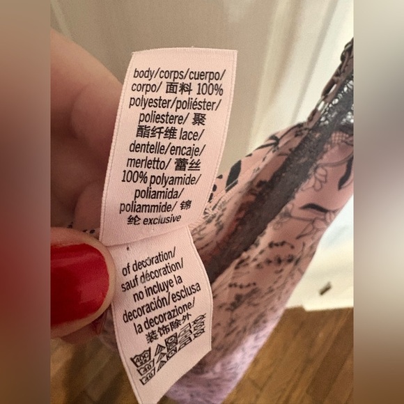 Victoria’s Secret Y2K Slip Dress | Women’s M | Blush Pink Floral with Grey Lace - Picture 10 of 11